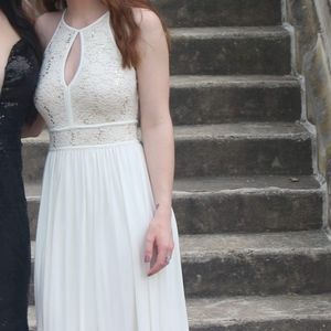 Long Cream Color Formal Dress